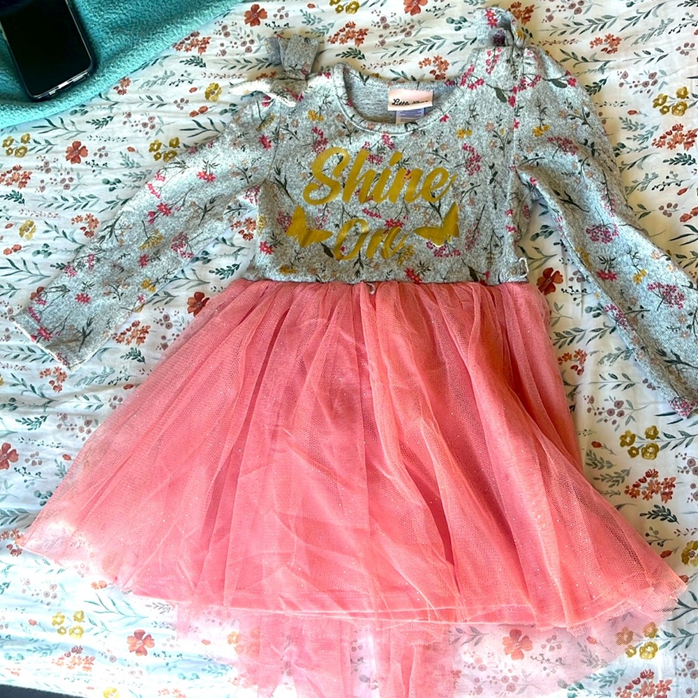 Little lass girls dress, Size 3T, color gray and pink